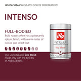 Illy Intenso Whole Bean Coffee, Dark Roast, Intense, Robust And Full Flavored With Notes Of Deep Cocoa, 100% Arabica Coffee, No Preservatives, 8.8 Ounce (Pack Of 1)