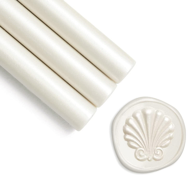 UNIQOOO Pearl White Glue Gun Sealing Wax Sticks for Wax Seal Stamp - Perfect for Wedding Invitations, Snail Mails, Wine Gift Wrapping, Christmas Gift, Pack of 8