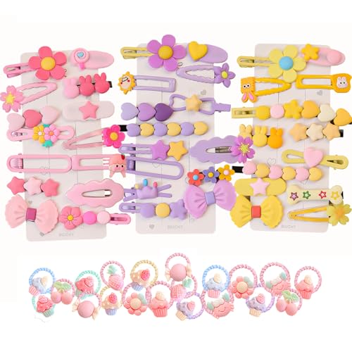 62PCS Toddler Girls Hair Accessories Set: Flower, Rainbow, Candy, Fruits Barrettes, Pins, and Clips (Style 6)