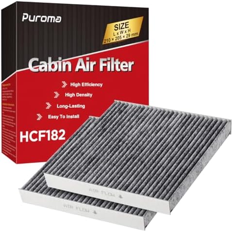 Puroma 2 Pack Cabin Air Filter with Activated Charcoal Layer Replacement for CP182, CF11182, Honda Civic, Clarity, CR-V, CR-Z, HR-V, Fit, Insight, Odyssey, Acura MDX, RDX, TLX, INTEGRA