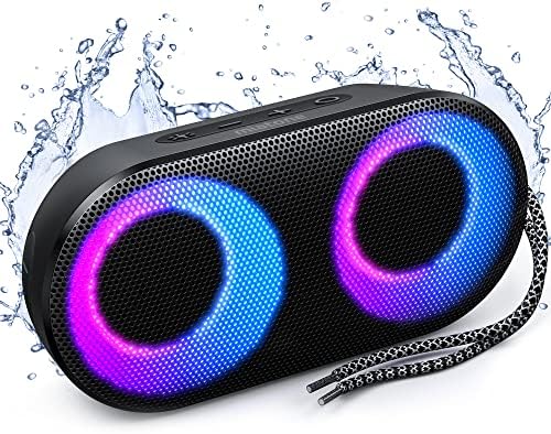 MIATONE Portable Bluetooth Speakers with Lights, Bluetooth Speaker Kids, 15W, IPX7 Waterproof, Bluetooth 5.3, 24H Playtime, Built-in MIC, TWS Portable Speaker for Gifts Teen Boys Speaker
