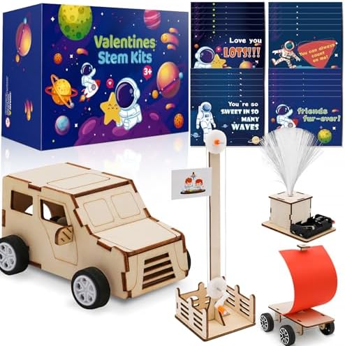 Valentines Cards for Kids Classroom - Valentines Day Gifts for Kids - 24 Science Experiments Kits for Kids Ages 6-10 - Valentine Exchange Cards for Boys Girls School Party Favors