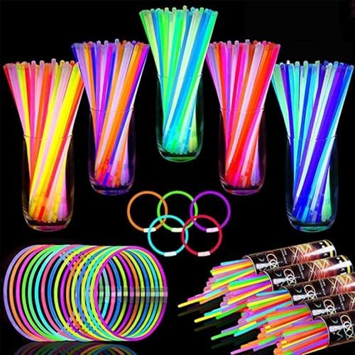 TURNMEON 500 Pack Glow Sticks Bulk Party Pack Glow In The Dark Easter Eggs Party Supplies Glow Sticks Necklaces Bracelets with Connectors 8" Glowsticks Light Up Toys Neon Birthday Easter Decorations