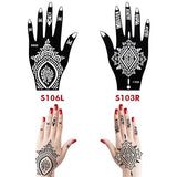 Henna Tattoo Stencil Kit Temporary Tattoo Template Set, Indian Arabian Tattoo Stickers Mehndi Stencils for Hand Body Art, 6-Sheet