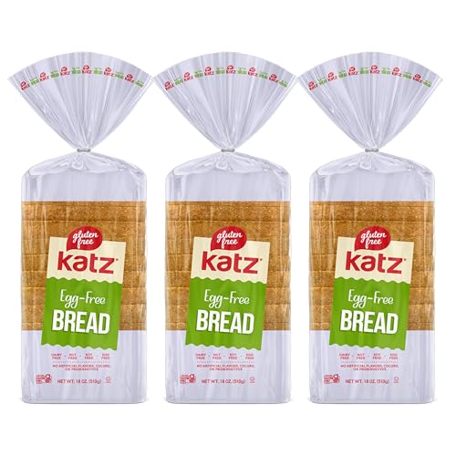 Katz Gluten Free Egg Free Bread | Dairy, Nut, Soy and Gluten Free | Kosher (3 Packs of 1 Sliced Loaf, 18 Ounce Each)