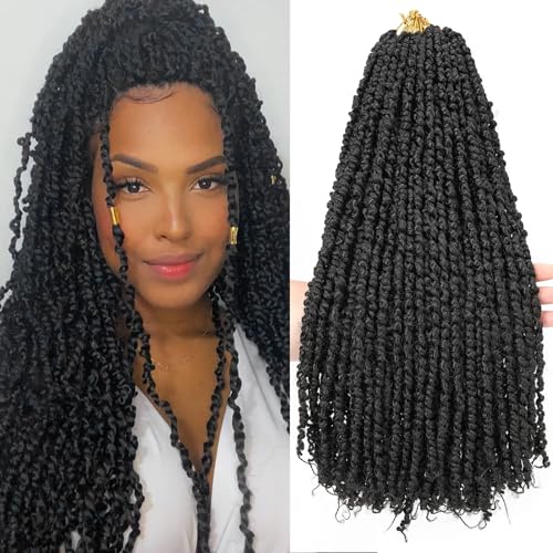 Leeven 8 Packs Passion Twist Crochet Hair 20 Inch Natural Black Bomb Pre Twisted Water Wave Crochet Braids Pre Looped Curly Bohemian Synthetic Braiding Hair Extensions for Women #1B