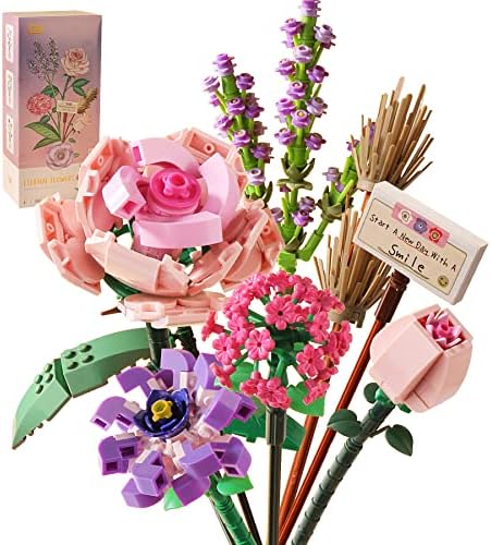 Mini Bricks Flower Bouquet Building Sets, Artificial Flowers, DIY Unique Decoration Home, 547 Pieces Botanical Collection for Ages 8-12 yrs Old Girl for Gift (Not Compatible with Lego Set)