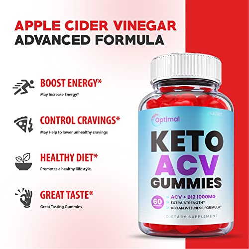 (2 Pack) Optimal Keto ACV Gummies - Official Formula, Vegan - Optimal Keto Gummies, Optimal Keto Gummies Plus ACV Apple Cider Vinegar 1000mg Weight Apple Loss Cider Extra Strength Gummy (120 Gummies)