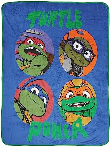 Jay Franco Nickelodeon Teenage Mutant Ninja Turtles Kid's Throw Blanket - Plush 46" x 60" for Boys & Girls, Soft Fleece, Fade Resistant, Warm for Toddlers