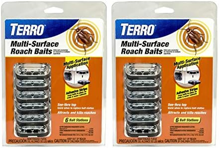 TERRO T500SR Indoor Multi-Surface Roach Bait Stations - Indoor Roach Killer, 12 Bait Stations, Black