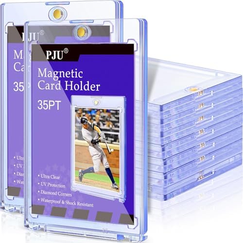 30ct Magnetic Card Holder, 35pt One Card Holder Touch for Trading Cards, U-V Protection Magnetic Card Case for Baseball Cards, Card Protectors Hard Plastic, Display Case for Game Cards, Sports Cards