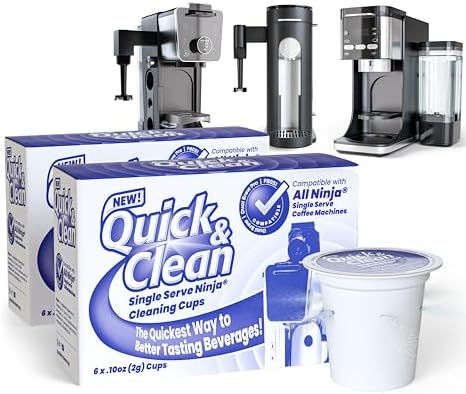 Quick & Clean 12-Pack Cleaning Pods Compatible with Ninja Single-Serve Coffee Machines - DualBrew, DualBrew Pro, and PB051 Compatible - Removes Stains, Non-Toxic and Eco-Friendly