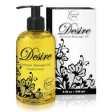 Desire Sensual Massage Oil - Best Massage Oil for Couples Massage – All Natural - Contains Sweet Almond, Grapeseed & Jojoba Oil for Smooth Skin 8oz