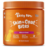 Zesty Paws Skin & Coat Bites for Dogs – Fish Oil Soft Chews with Omega-3 Fatty Acids EPA & DHA - Skin, Coat, Antioxidant & Immune Support - Bacon - 90 Count