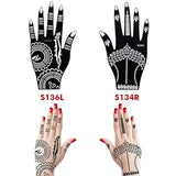 Henna Tattoo Stencil Kit Temporary Tattoo Template Set, Indian Arabian Tattoo Stickers Mehndi Stencils for Hand Body Art, 6-Sheet