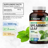 BIO KRAUTER Spearmint Capsules - Spearmint Supplement for Digestive Health & Stress Relief - Organic Mentha Spicata 1000 mg - 250 Vegan Capsules - No Filler Spearmint Pills