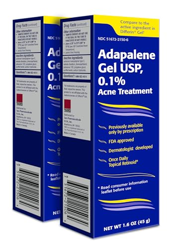 Taro Adapalene 0.1% Acne Treatment Gel 1.6 oz - Paraben Free - 2 Pack