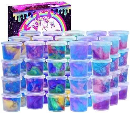 48 Packs Galaxy Putty Slime, Party Favor for Kids Girls & Boys, Adults, Non Sticky, Stress & Anxiety Relief, Wet, Super Soft Sludge Toy,Easter Basket Stuffers