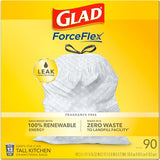 Glad Trash Bags, ForceFlex Tall Kitchen Drawstring Garbage Bags (Package May Vary), White, 13 Gallon, 90 Count