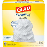 Glad ForceFlex Drawstring Trash Bags, 13 Gal, Fragrance Free, 110 Ct, Pack May Vary