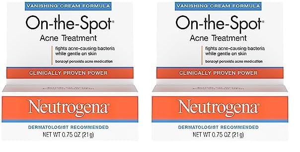 Neutrogena On-The-Spot Acne Treatment Gel with Benzoyl Peroxide - Gentle Face Acne Medicine for Acne Prone Skin, 0.75 oz (Pack of 2)