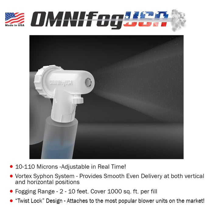 OmniFog ULV Cold Fogger – Adapter for Milwaukee, Makita, Ryobi, Bosch, and Most Major Brand Blowers – Adjustable 10-110 Micron Mister Fog, Fertilize or Clean (16 OZ Adapter & Reservoir)