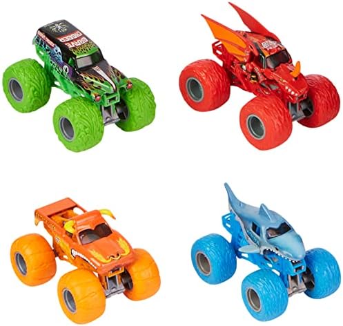 Monster Jam, Tough Treads Set, Official El Toro Loco, Megalodon, Grave Digger, and Bakugan Dragonoid Die-Cast Monster Trucks, 1:64 Scale, Kids Toys for Boys and Girls Ages 3 and up