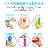 Vive Exercise Putty (6-Pack) - Therapeutic, Occupational and Therapy Tool - Thinking and Stress - Finger, Hand Grip Strength Exercises - Extra Soft, Soft, Medium, Firm Sensory Kit - Squeezable Ball