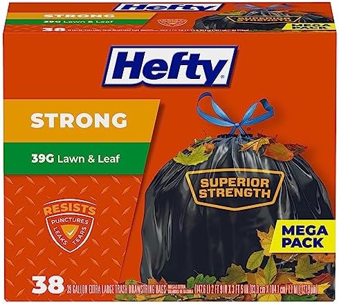 Hefty Strong Lawn & Leaf Trash Bags, 39 Gallon, 38 Count