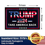 Trump 2024 Flags 3x5 Outdoor Made in USA-Double Sided 3 Ply Trump 2024 Flag 3x5 Outdoor Double Sided 3 Ply - Donald Trump Take America Back Flags, Longest Lasting, Fade Resistant, Durable Polyester Flags, All Weather Trump2024 Flag Outside Black Blue