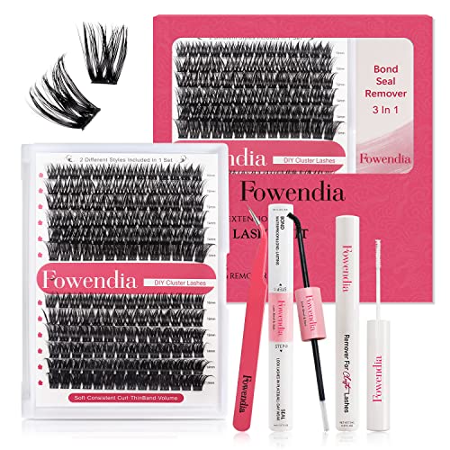 Lash Extension Kit Lash Clusters DIY Eyelash Extension Kit with 10-16mm Individual Lashes D Curl Lash Bond & Seal and Remover Lash Applicator for Eyelash Extensions Beginners(F04,Kit)