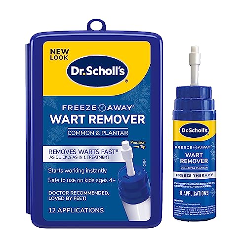 Dr. Scholl's FREEZE AWAY® WART REMOVER, 12 Applications // Doctor-Proven Freeze Therapy to Remove Common and Plantar Warts Fast, 12 Treatments