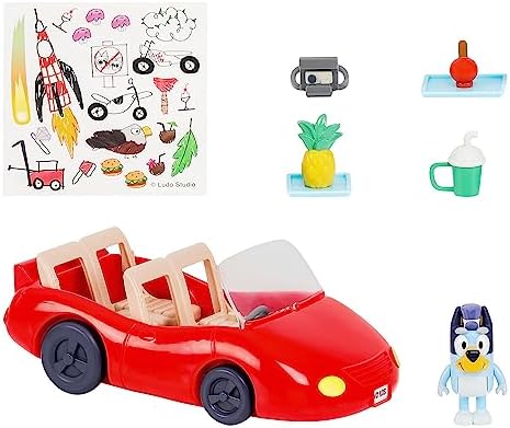 Bluey Vehicle and Figure Pack, Escape Convertible with 2.5 inch Exclusive Figure, 4 Accessories and Sticker Sheet