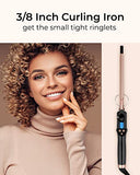 Small Curling Iron 3/8 Inch, Thin Curling Wand for Short Hair, 9mm Long Barrel Ceramic Hair Curling Iron