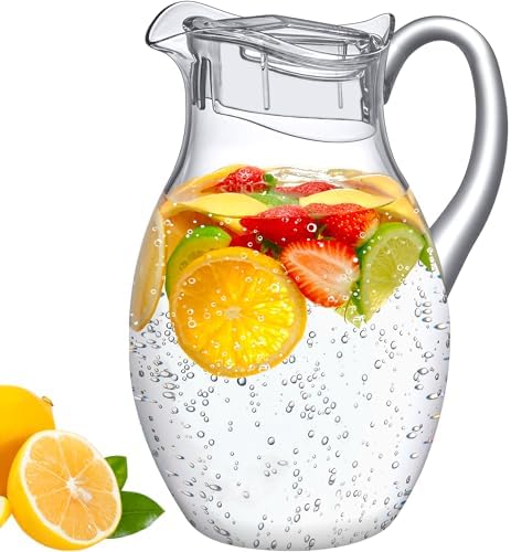 Amazing Abby - Bubbly Grand - Plastic Pitcher (96 oz, 3 Quart), Clear Water Pitcher with Lid, Fridge Jug, BPA-Free, Shatter-Proof, Great for Iced Tea, Sangria, Lemonade, Juice, Milk, and More