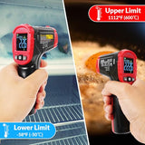 WGGE Infrared Thermometer Gun WG-127B, Digital IR Thermometer for Cooking, Candy, Food, Pizza Oven, Grill & Engine, Temp Reader -58℉~1112℉(-50℃~600℃) Non-Contact Temperature Gun (Not for Human)