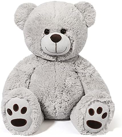 LotFancy Teddy Bear Stuffed Animal, 20 inch Gray Stuffed Bear Plush Toy, with Cute Footprints, Gift for Kids Baby Toddlers on Baby Shower, Birthday, Christmas, Valentine's Day, Easter Decoration