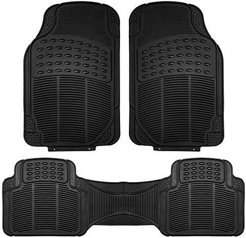 FH Group Automotive Floor Mats Solid ClimaProof for all weather protection Universal Fit Trimmable Heavy Duty fits most Cars, SUVs, and Trucks, 3pc Full Set Black