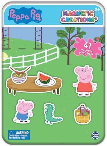 TCG Toys Magnetic Creations Tin: Peppa Pig - Creative Storytelling Playset, 40 Pop-Out Magnets, Beautiful Play Scene, Mix & Play Toy, Kids-Toddlers Ages 3+
