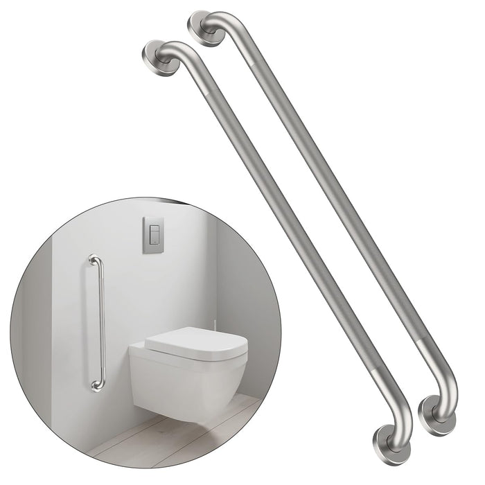 36 Inch Anti Slip Shower Grab Bar, Munzong 2 Pack Brushed Nickel Bathroom Grab Bar, Knurled Bathroom Balance Bar,Safety Hand Rail Support Handicap Elderly Injury Senior Assist Bath Handle