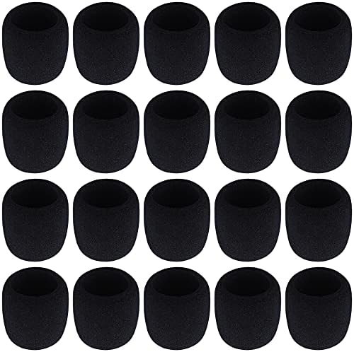 Microphone Foam Covers,Augshy 20 Pack Thick Handheld Stage Microphone Cover Foam Karaoke DJ Microphone Covers Disposable(Black)
