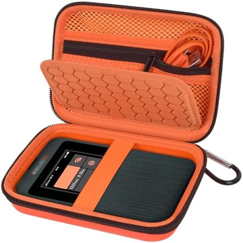 Hard Case Compatible with SIMO Solis 5G WiFi Mobile Hotspot, Travel Router for Hotel WiFi Storage Holder Bag with Mesh Pocket for Charger USB Cable and Accessories (Box Only) - Orange