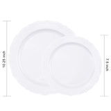 U-QE 100 Pieces White Disposable Plates - Premium Hard Plastic Plates for Wedding and Party Use Including 50 Dinner 10.25 '' & 50 Dessert 7.5 '' Plates