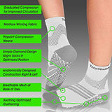 TechWare Pro Plantar Fasciitis Socks – Therapy Grade Targeted Cushion Compression Socks for Men & Women. Ankle Brace Foot Sleeve & Arch Support for Achilles Tendonitis & Heel Pain Relief Wht/Gy LRG