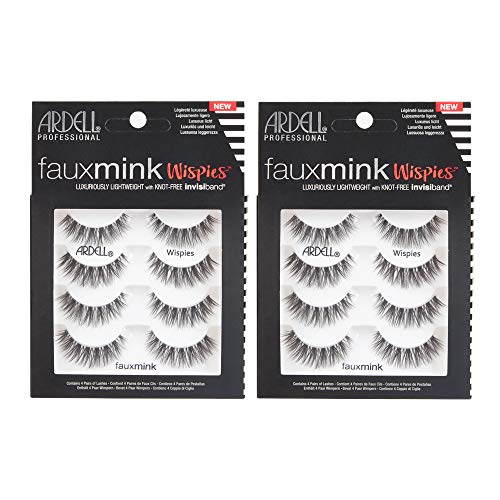 Ardell Faux Mink False Eyelashes, Wispy Natural Lashes, Reusable, Soft & Lightweight for Everyday Glam, Multipack - 2 Pack x 4 Pairs