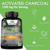 NATURALIFE LABS Activated Charcoal Capsules - 1,200 mg Highly Absorbent Helps Alleviate Gas & Bloating Promotes Natural detoxification Derived from Coconut Shells - per Serving - 100 Vegan Capsules