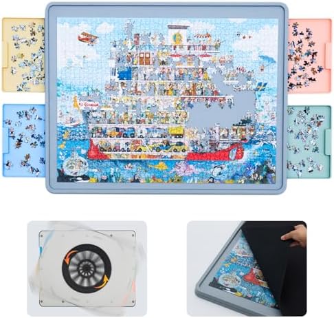 WELGEE Rotating Puzzle Board for 1500 Pieces with Drawers and Cover | Upgraded Lazy Susan Spinning Jigsaw Puzzle Organizer Table (35"x27") | Durable ABS Plastic, Ideal Gift for Mum
