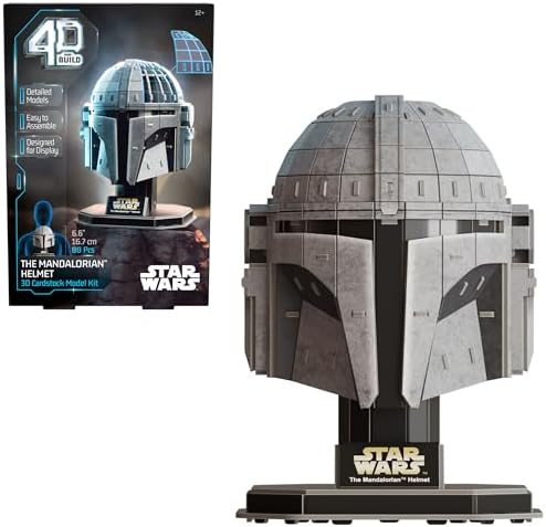 4D Build, Star Wars Mandalorian Helmet 3D Model Kit, Star Wars Collectibles & Desk Decor, Adult Puzzle, Building Toys, 3D Puzzles for Adults & Teens, 88 Pieces, for Ages 12 & Up