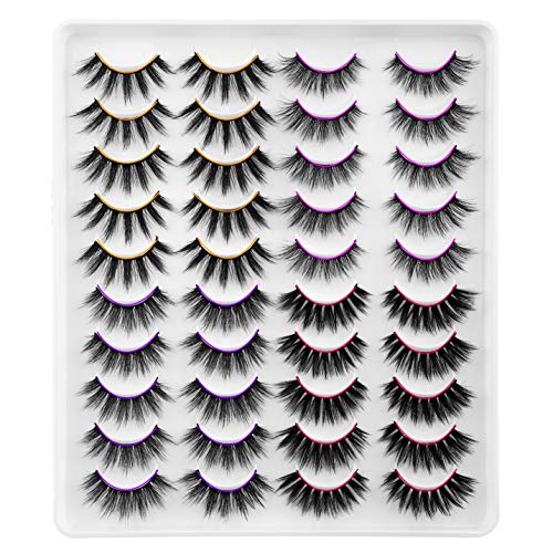 Newcally Faux Mink Lashes Pack 20 Pairs Wholesale False Eyelashes Dramatic Long Fluffy Wispy Fake Eye Lashes Bulk