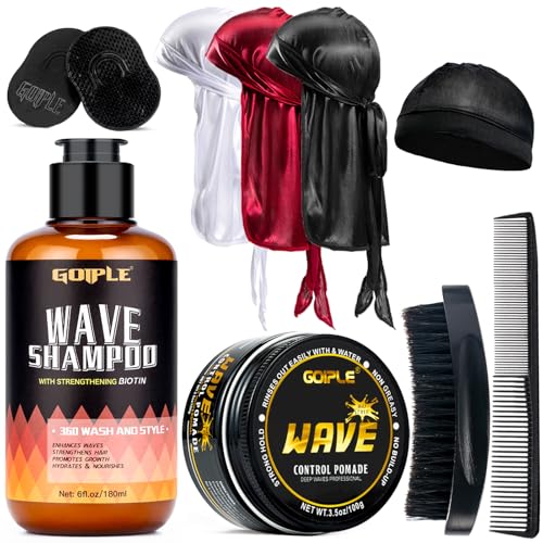 360 Waves Wash Shampoo -Wave Shampoo for Black Men 360 Wave Shampoo Hydration Shampoo Enhance Waves Shampoo Strenghtens Hair Promote Growth Wave Shampoo Easy Wash 360 Wave Training Wave Pomade Set